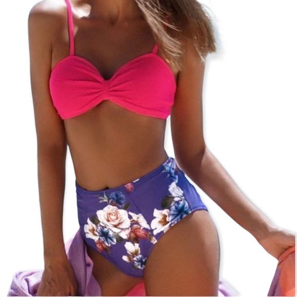 Cupshe Other - CUPSHE | SIZE: XXL | PURPLE FLORAL HIGH WAISTED BIKINI | *BOTTOMS ONLY